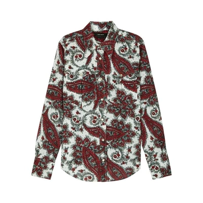 Shop Isabel Marant Tania White Printed Crepe Shirt In White And Red