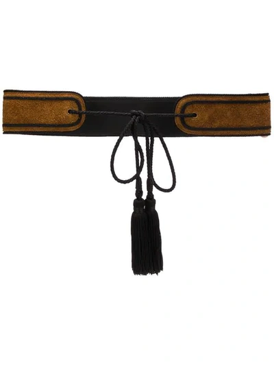 Shop Saint Laurent Tassel Detail Belt In Brown