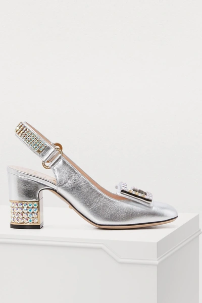 Shop Gucci Madeleine Sling Back In Silver