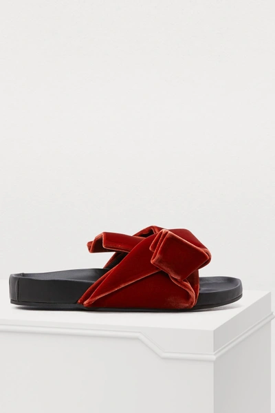 Shop N°21 Velvet Knotted Mules In Rusty