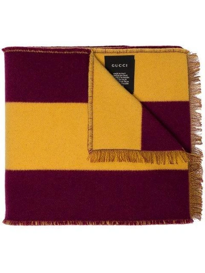 Shop Gucci Violet And Yellow Guccy Motif Scarf