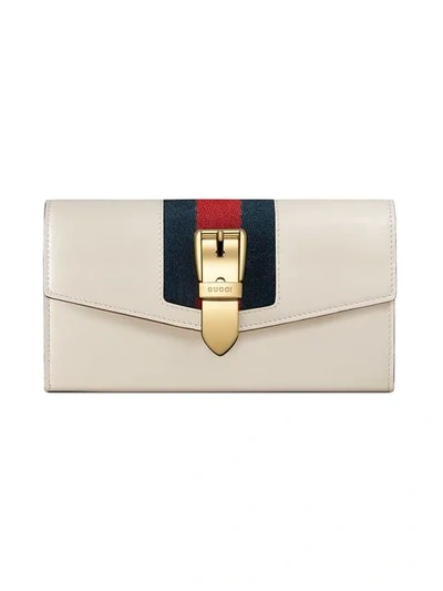 Shop Gucci Sylvie Leather Continental Wallet In White