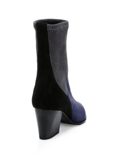 Shop Pierre Hardy Suede Rodeo Ankle Boots In Navy