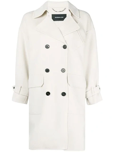 Shop Barbara Bui Belted Double Breasted Coat - Neutrals