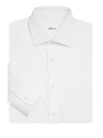 Shop Brioni Cotton Dress Shirt In White