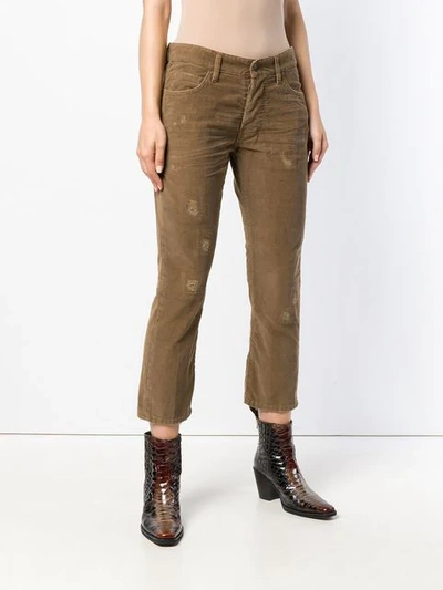 Shop Dsquared2 Cropped Corduroy Trousers In Brown