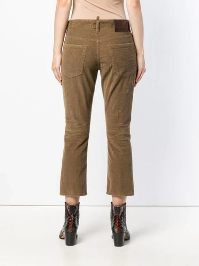 Shop Dsquared2 Cropped Corduroy Trousers In Brown