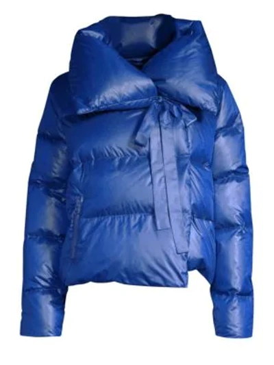 Shop Bacon Puffa Cropped Jacket In Blue