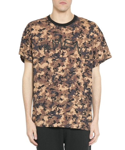 Shop Amen Camouflage Cotton T-shirt In Marrone