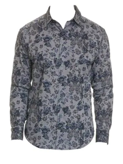 Shop Robert Graham Barker Print Button-down Shirt In Blue
