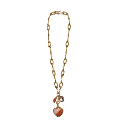 Shop Lizzie Fortunato Honeymoon Charm Necklace In Pink