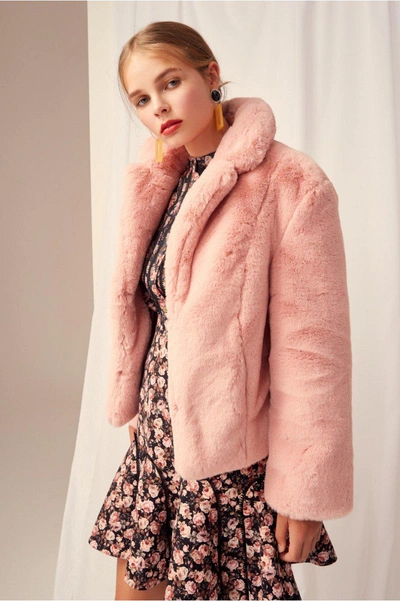 Shop Keepsake Stay With Me Fur Coat In Blush