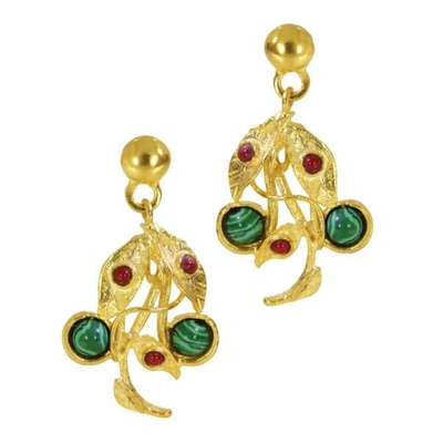 Shop Ottoman Hands Poison Ivy Malachite & Red Agate Drop Earrings