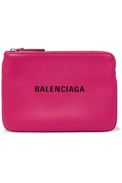 Shop Balenciaga Everyday Printed Textured-leather Pouch In Pink