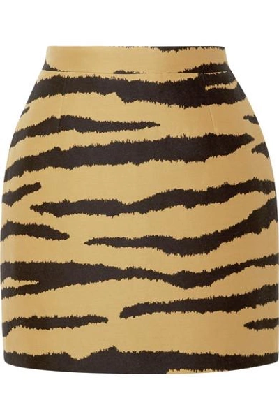 Shop Proenza Schouler Tiger-print Wool And Silk-blend Jacquard Mini Skirt In Zebra Print