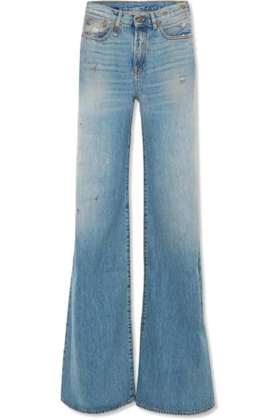 Shop R13 Raegan Distressed High-rise Wide-leg Jeans