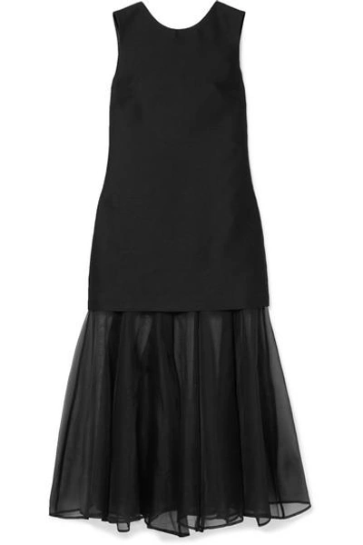 Shop Maggie Marilyn Find Strength In Your Identity Crepe And Silk-chiffon Midi Dress In Black