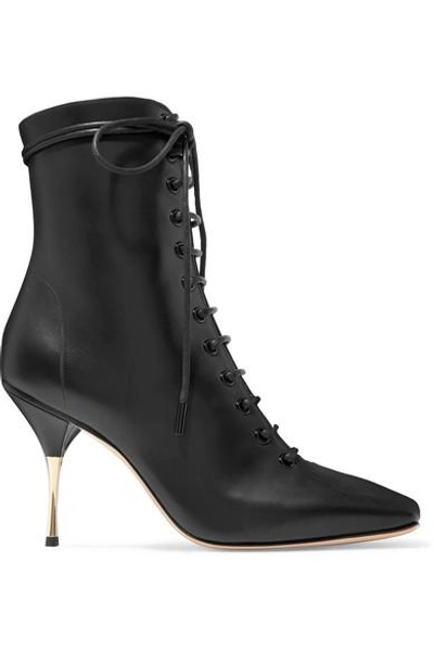 Shop Petar Petrov Stella Lace-up Leather Ankle Boots In Black