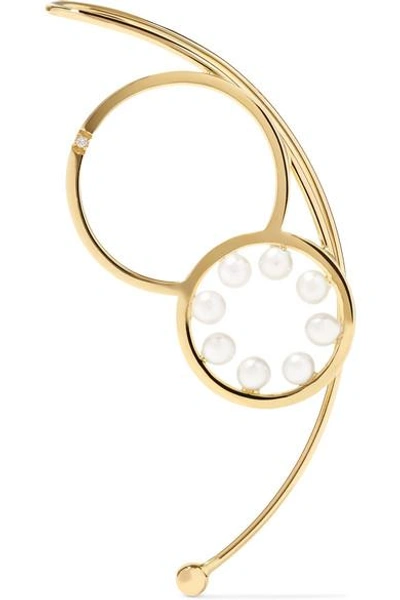 Shop Delfina Delettrez 18-karat Gold, Pearl And Diamond Earring