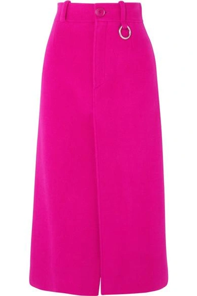 Shop Balenciaga Wool-blend Midi Skirt In Bright Pink