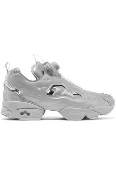 Shop Vetements + Reebok Instapump Fury Reflective Leather Sneakers In Gray