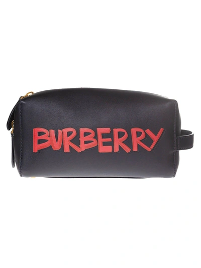 Shop Burberry Graffiti Pouch In Black