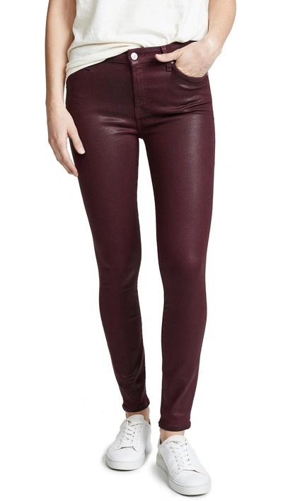 Shop 7 For All Mankind The Coated Ankle Skinny Jeans In Bordeaux