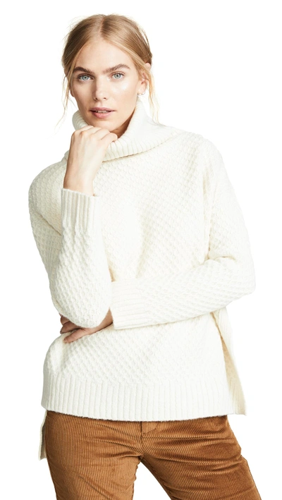 Shop Adam Lippes Marled Knit Boxy Turtleneck In Ivory