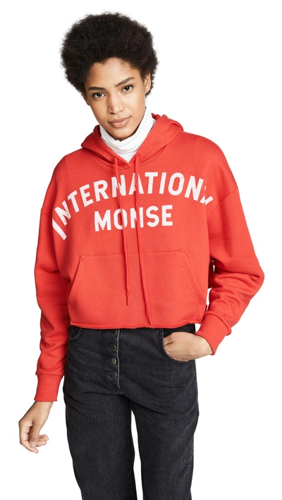 Shop Monse Cropped Hoodie In Red