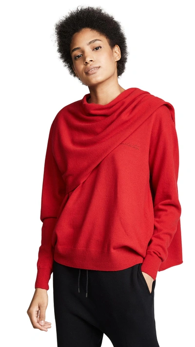 Shop Pushbutton Shawl Neck Collared Shirt In Red