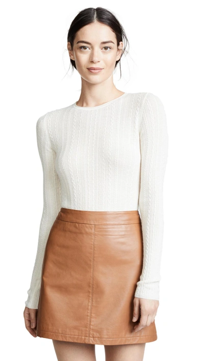 Shop Theory Delicate Cable Crew Cashmere Sweater In Ivory