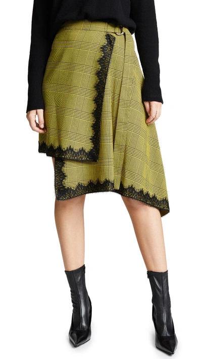 Shop Robert Rodriguez Wrap Plaid Skirt In Black/yellow