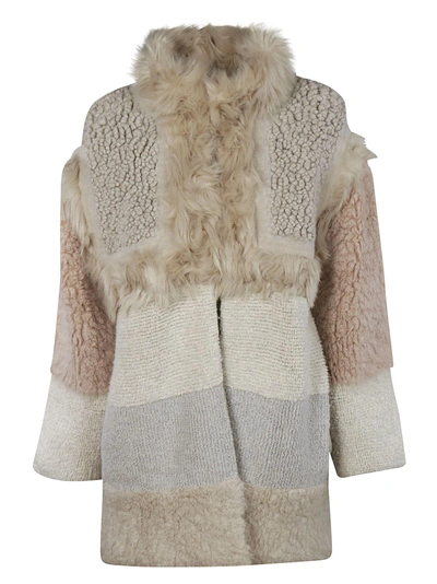 Shop Stella Mccartney Fur Detailed Coat In Bone/camel