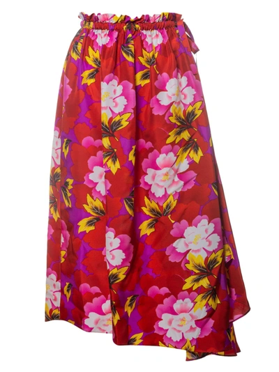 Shop Kenzo Floral Asymmetric Skirt In Basic
