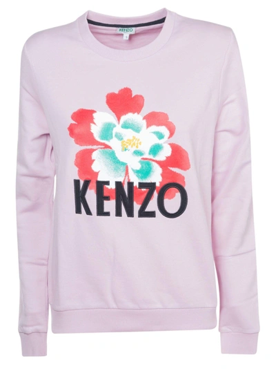 Shop Kenzo Flower Logo Print Sweatshirt In 33c