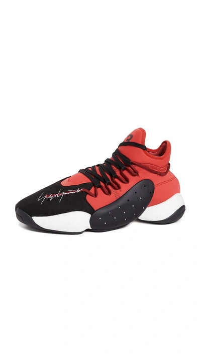 Shop Y-3 Byw B-ball Sneakers In Black/red