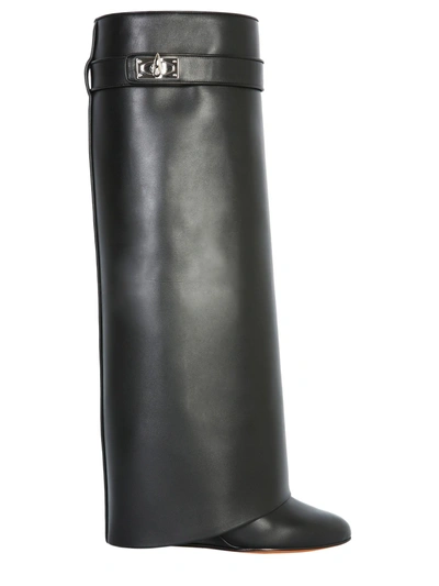 Shop Givenchy Shark Lock High Boots In Black