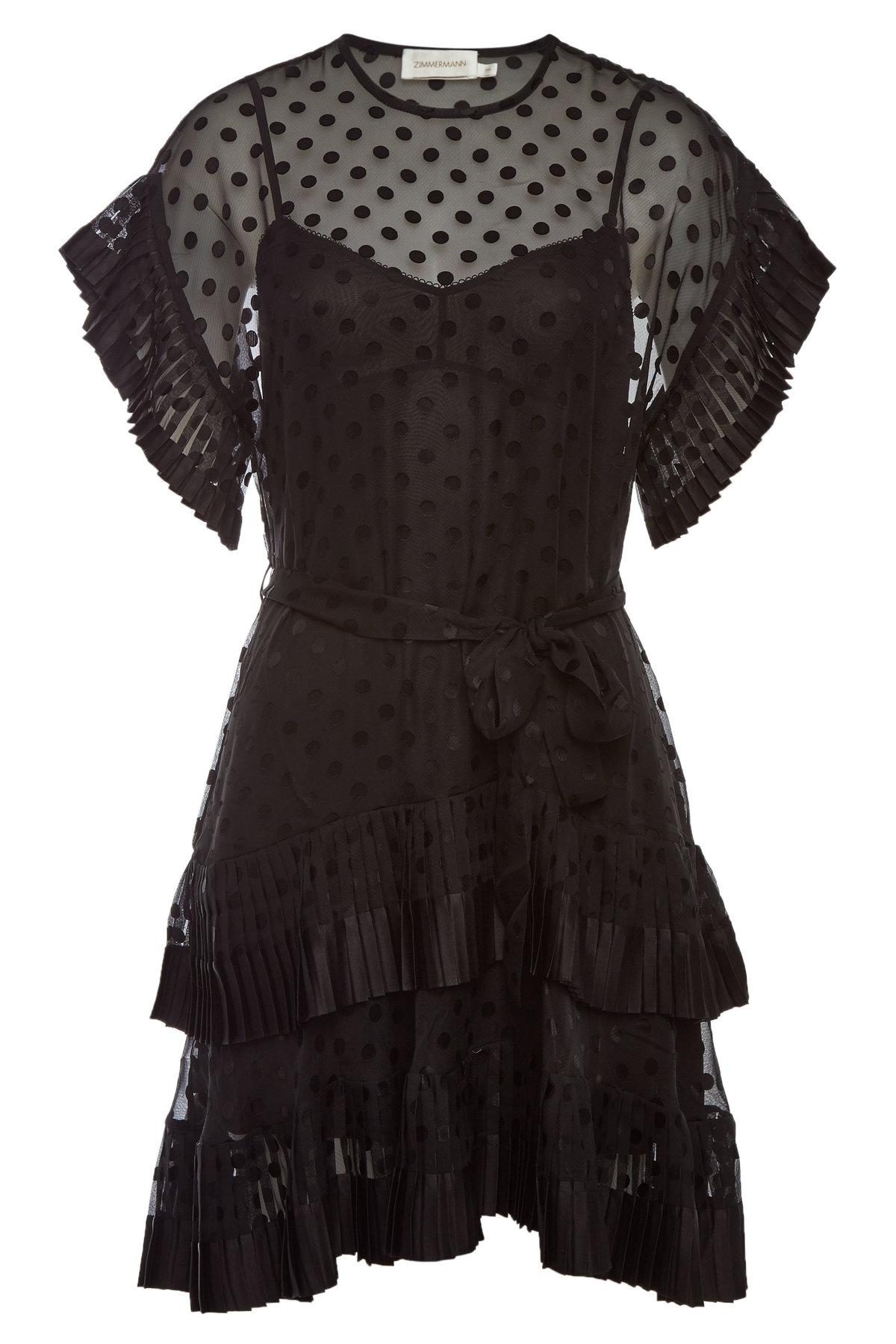 black pleated smock dress