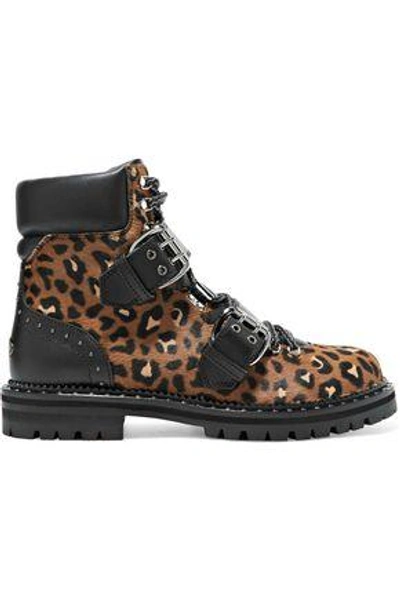 Shop Jimmy Choo Woman Breeze Leather-trimmed Leopard-print Calf Hair Ankle Boots Animal Print