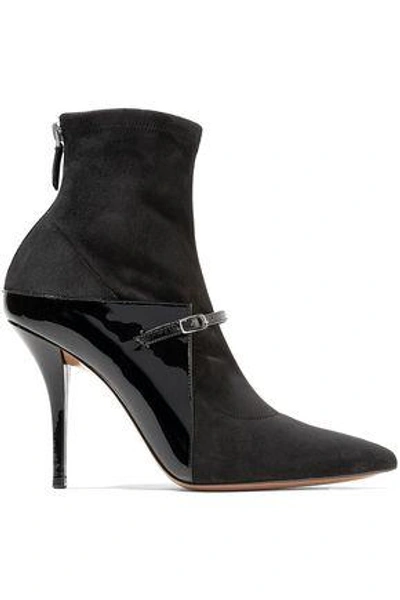 Shop Givenchy Woman Suede And Patent-leather Sock Boots Black