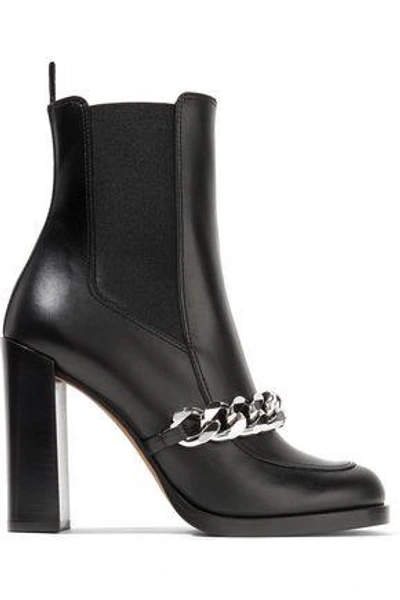 Shop Givenchy Woman Chain-trimmed Leather Ankle Boots Black