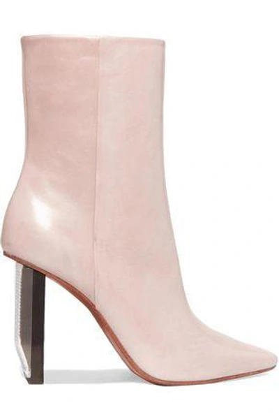 Shop Vetements Woman Pvc-trimmed Leather Ankle Boots Pastel Pink