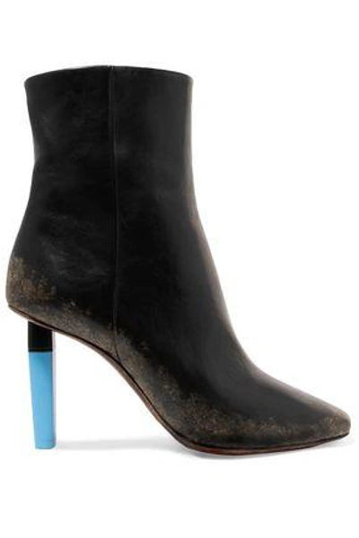 Shop Vetements Distressed Leather Ankle Boots In Black