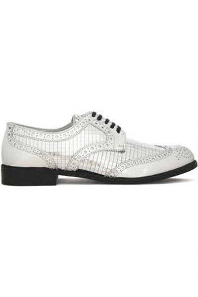 Shop Dolce & Gabbana Woman Mirrored-leather Brogues Silver