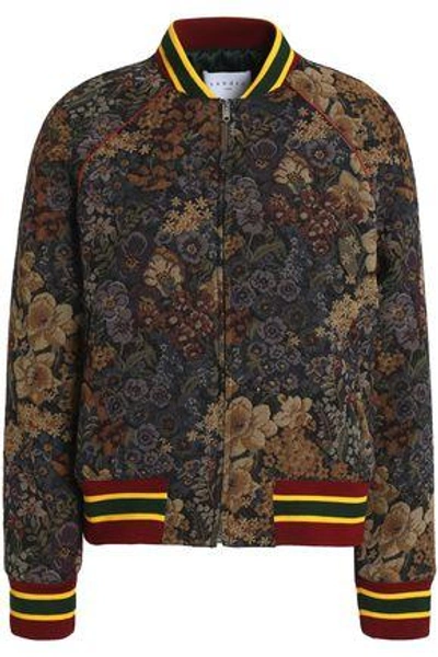 Shop Sandro Woman Jacquard Bomber Jacket Multicolor