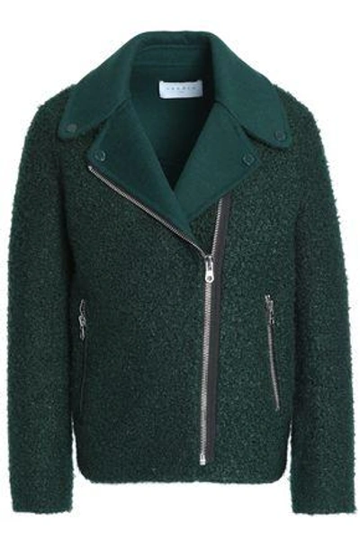 Shop Sandro Woman Alik Faux Shearling Biker Jacket Emerald