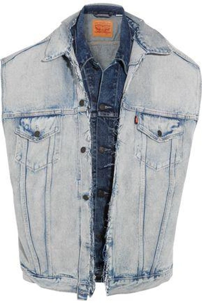 Shop Vetements Woman Layered Denim Vest Light Denim