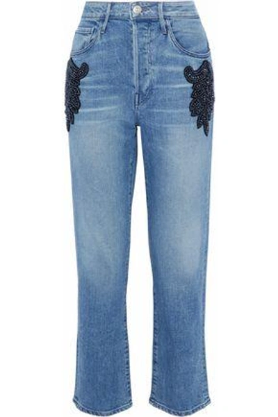 Shop 3x1 Woman Burke Embellished High-rise Boyfriend Jeans Mid Denim