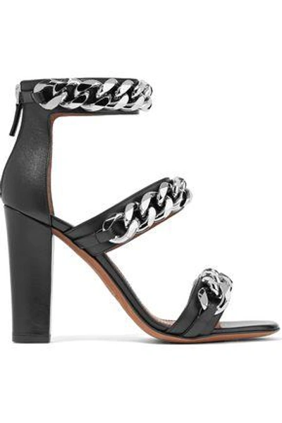 Shop Givenchy Woman Chain-trimmed Leather Sandals Black