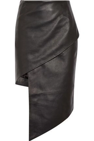Shop Vetements Woman Wrap-effect Asymmetric Textured-leather Mini Skirt Black
